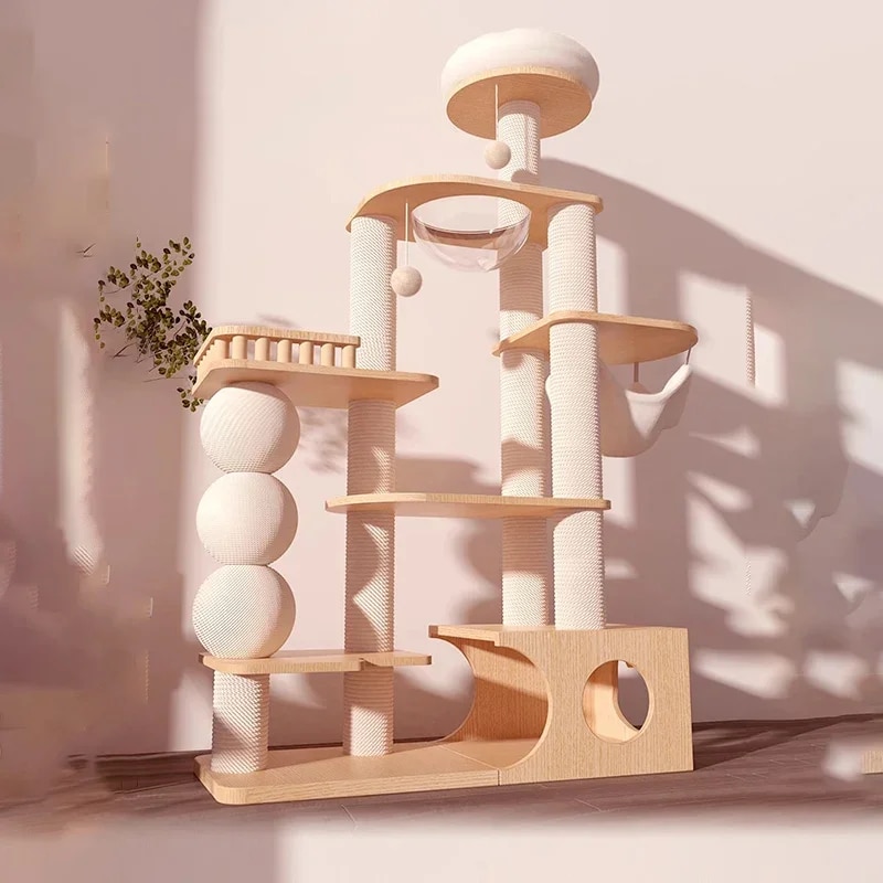 Multi-Level Cat Tree Playground with Scratcher