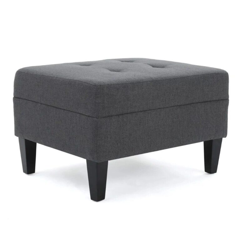 Dark Grey Fabric Tufted Ottoman