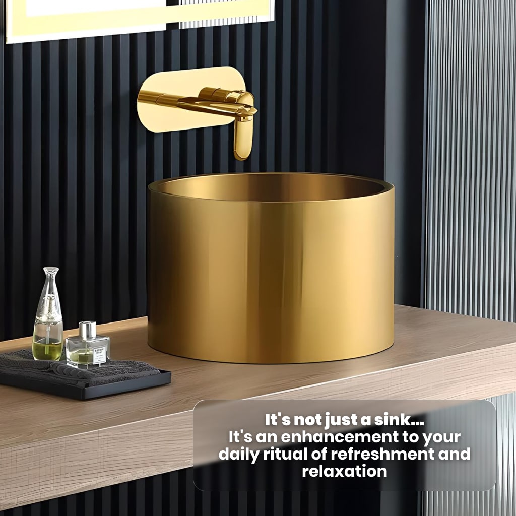 Gold Stainless Steel Round Countertop Basin