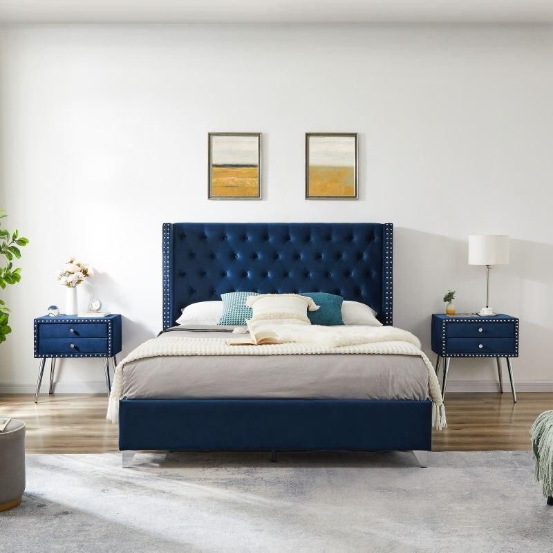 Luxury King-Sized Bed Set with Upholstered Headboard