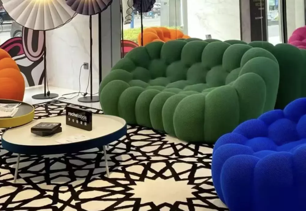 deep blue Bubble Curved Sofa