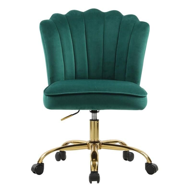 Chic Green Velvet Swivel Desk Chair