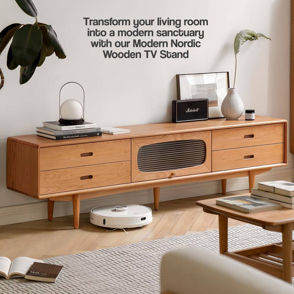 modern Nordic wooden TV stand