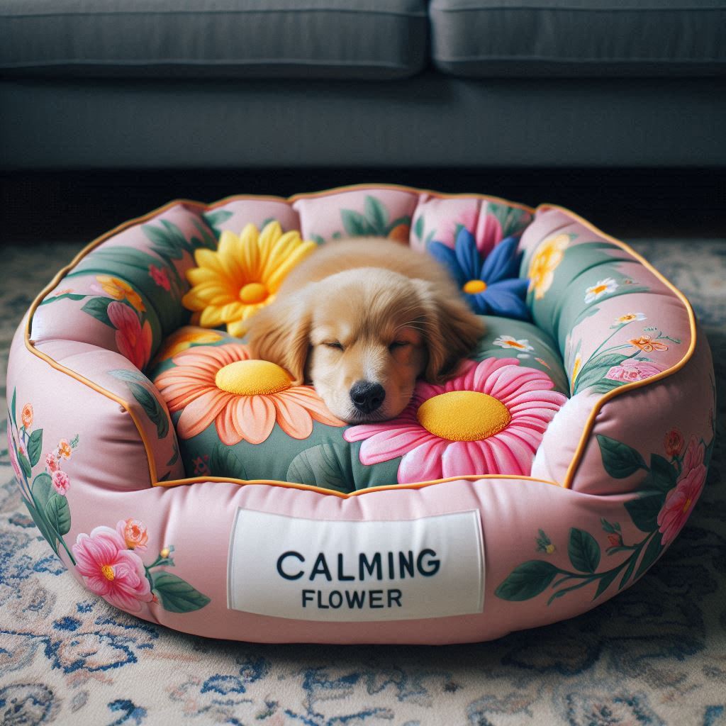 Calming Flower Dog Bed for Medium Dogs