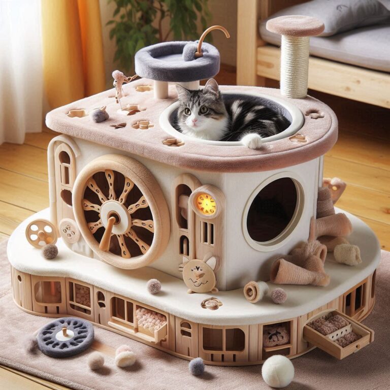 Multifunctional Cat House with Turntable Toy