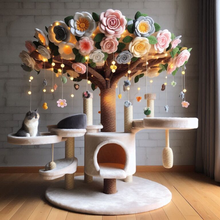 Flower Tree Cat Tower with Hammock Bed