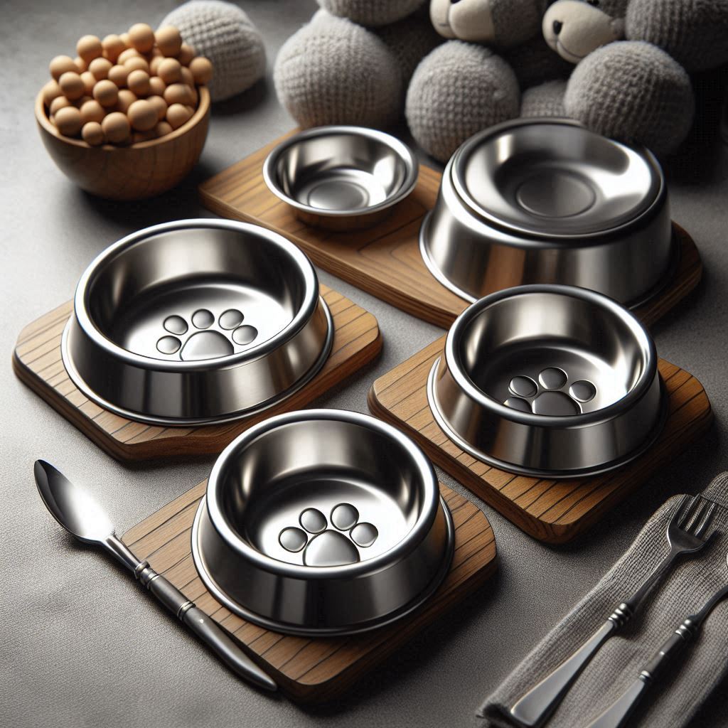 Stainless Steel Anti-Slip Pet Bowls Set