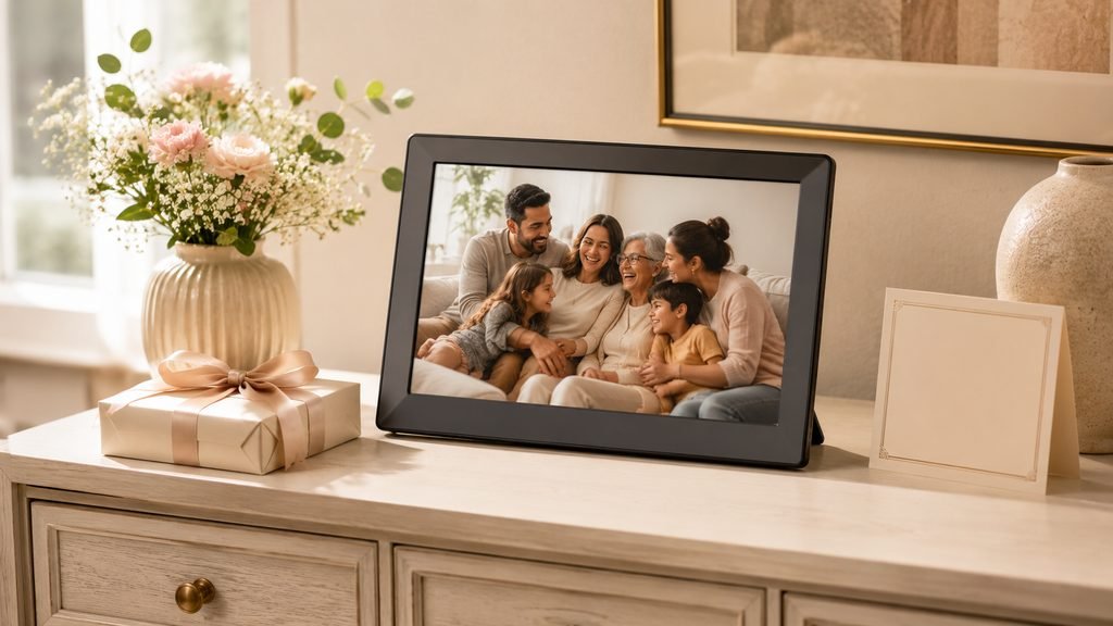 Aura Aspen digital picture frame as a sentimental birthday gift for Mom