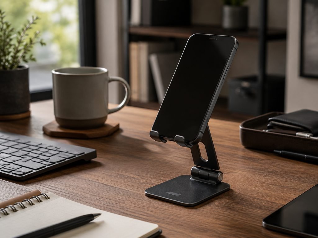 Compact adjustable phone stand as a practical gift for him