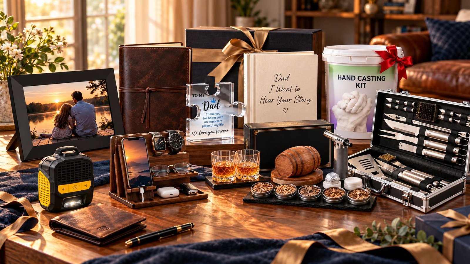 Anniversary gifts for dad from daughter including keepsakes, grilling, tech, and personalized gift ideas