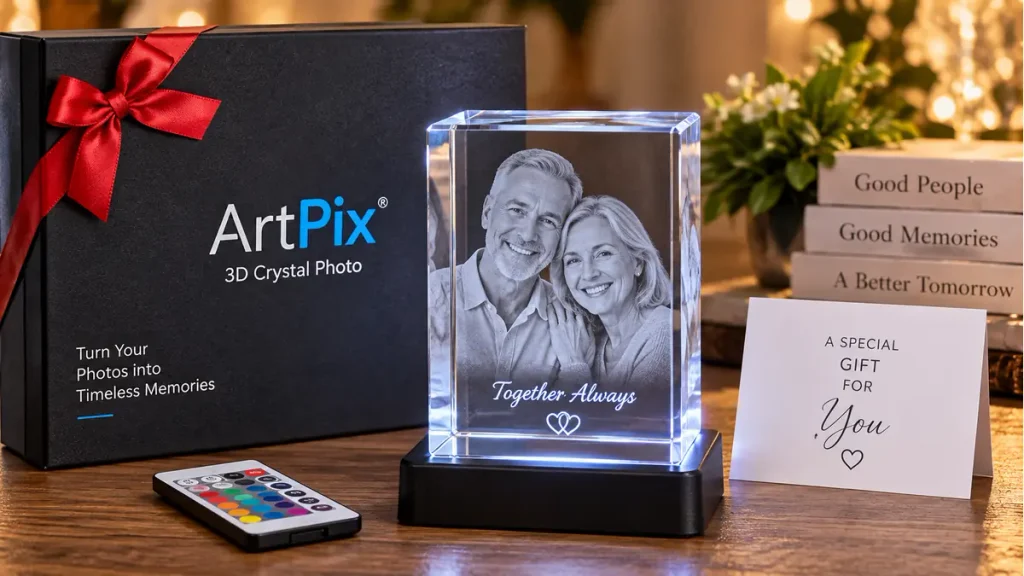 ArtPix 3D Crystal Rectangle personalized anniversary gift for Mom and Dad