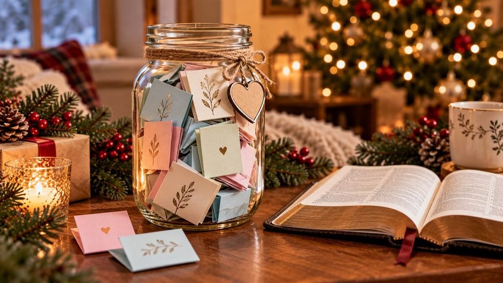 Bible verses encouragement jar as a Christmas gift for Mom
