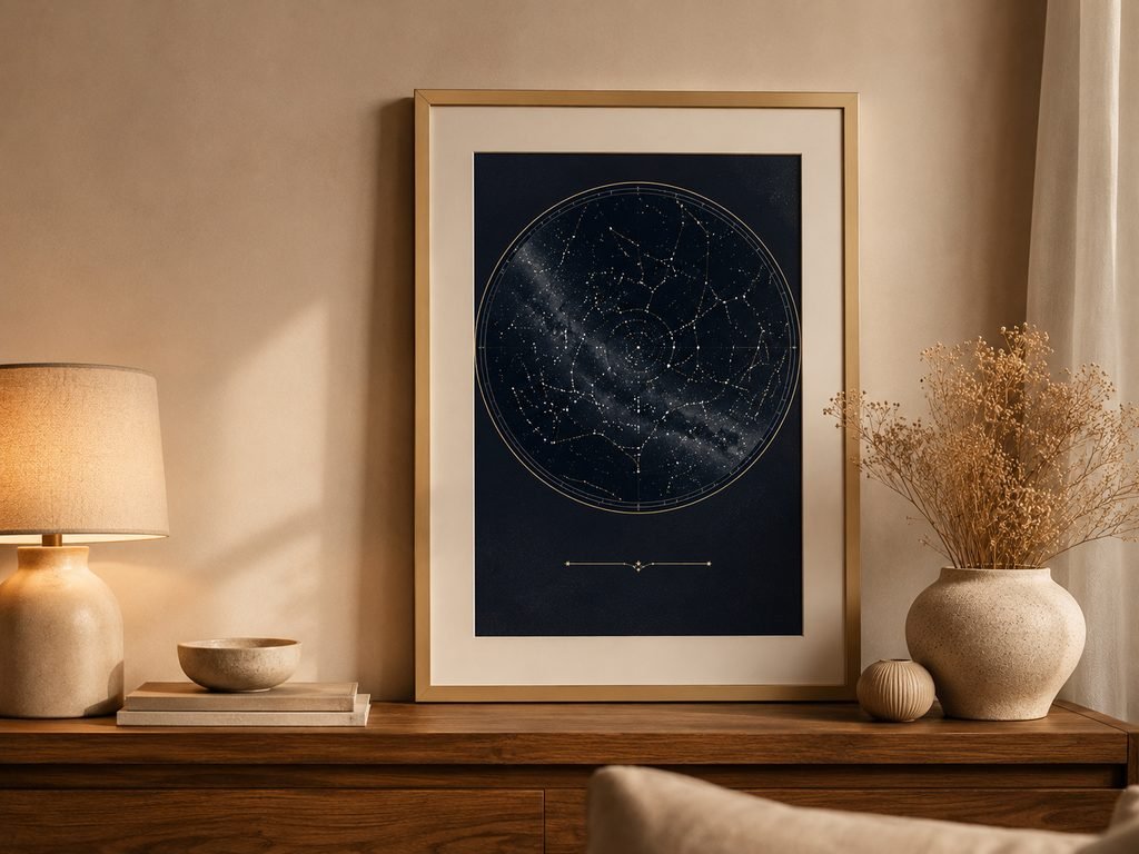 Custom star map print personalized gift for her