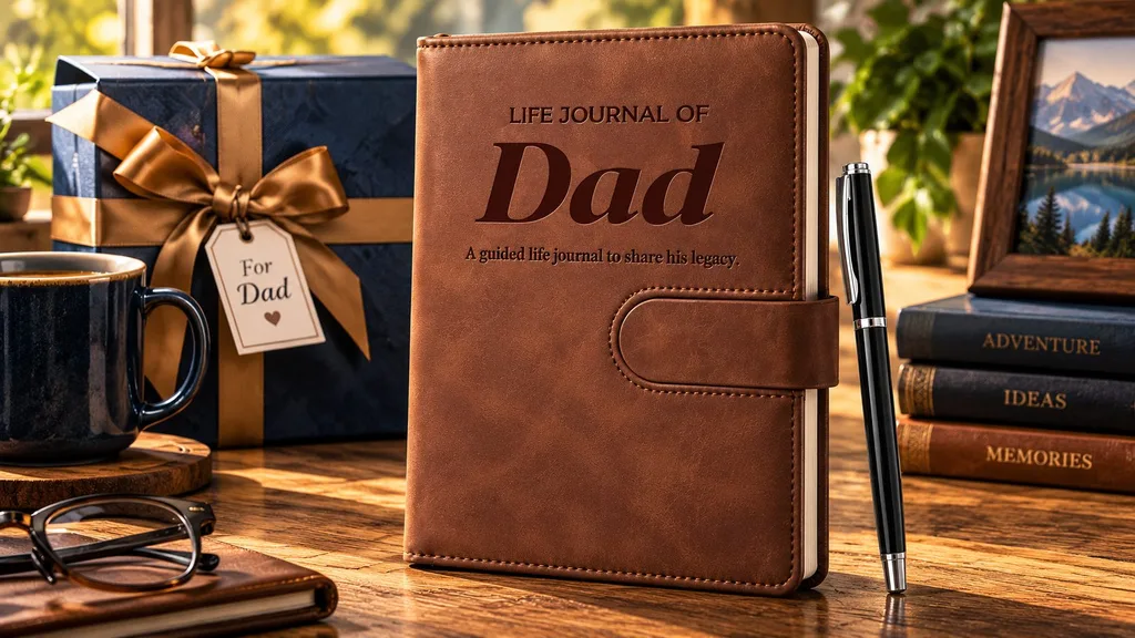 Dad life story leather journal for preserving family memories