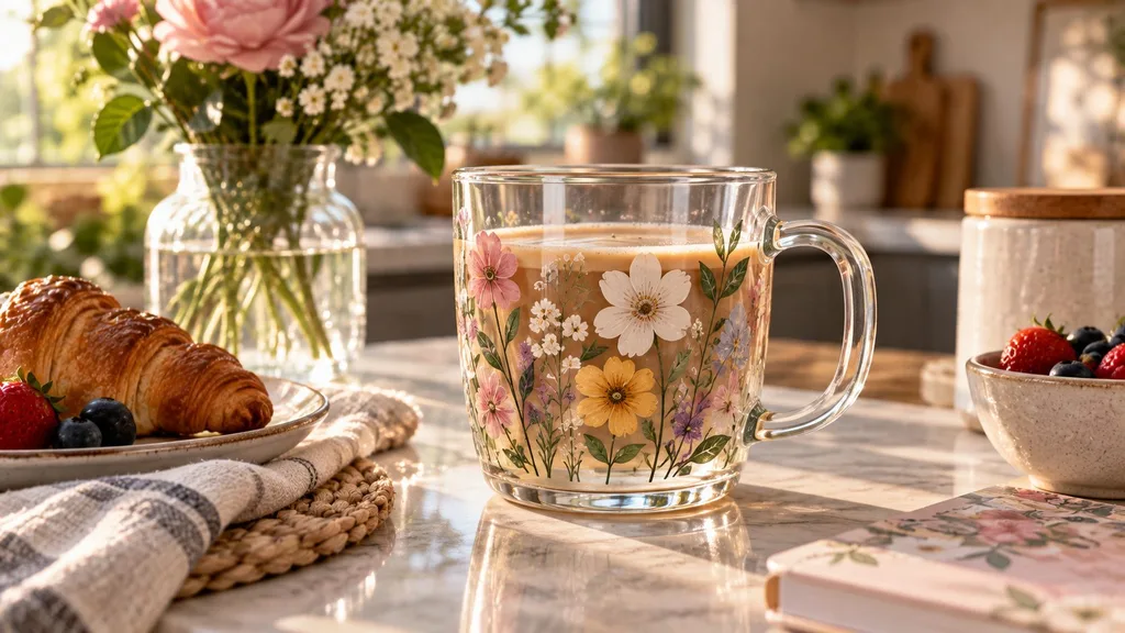 DUMVOIN birth month flower glass coffee mug gift for mom