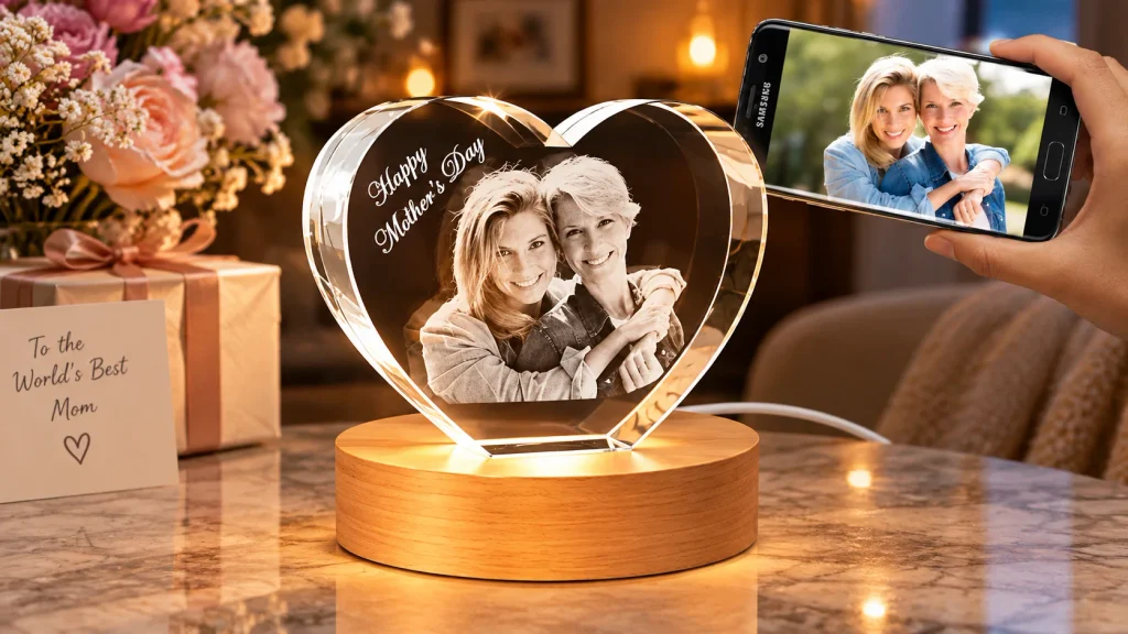 Engraved large heart Mother’s Day gift for Mom