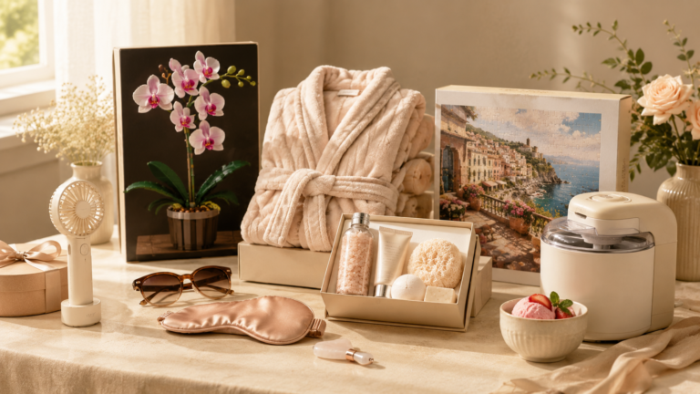 Gifts for her between $25 and $50 including cozy, beauty and lifestyle gifts