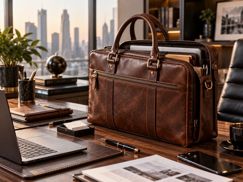 handcrafted leather briefcase gift for him