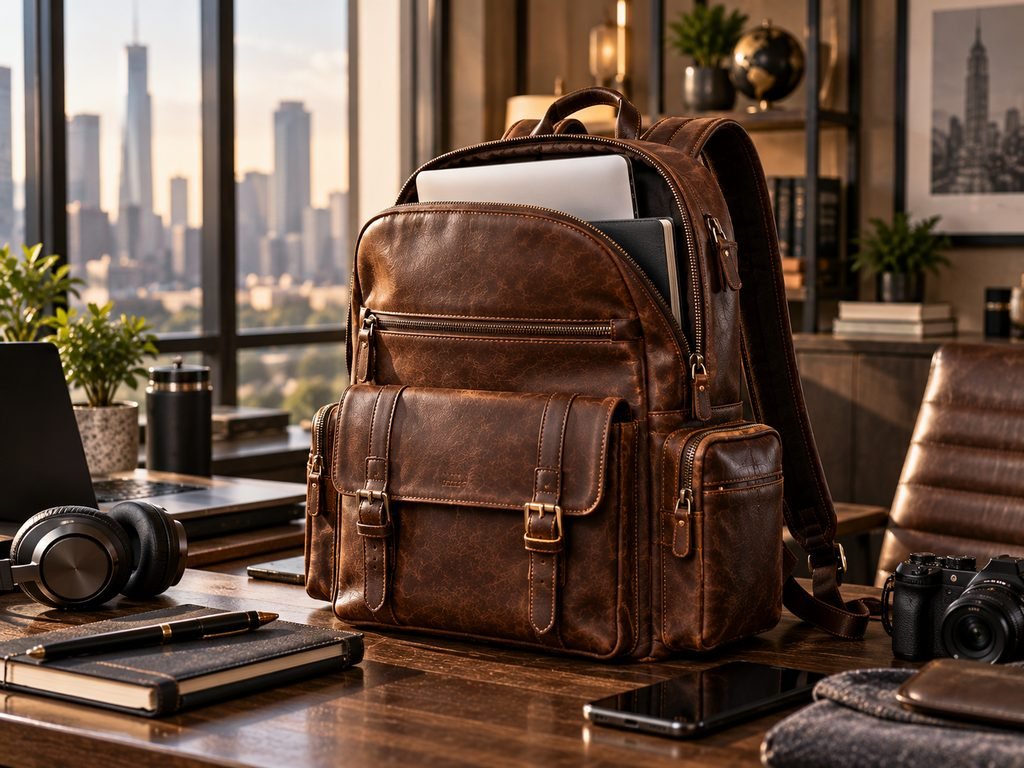 handmade leather backpack gift for him