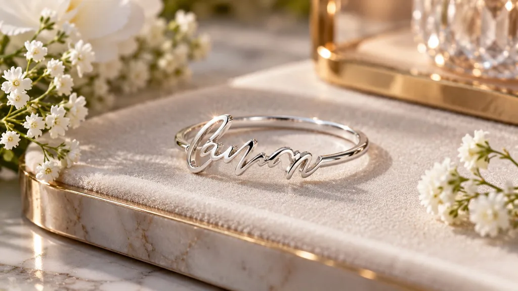 personalized sterling silver name ring gift for mom