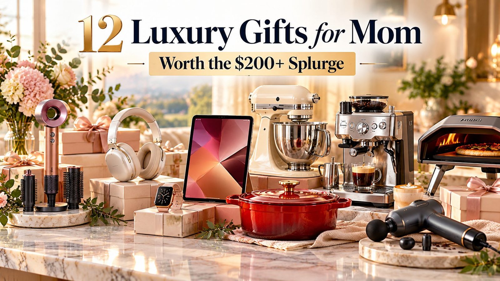 Luxury gifts for mom over $200 including premium beauty, tech, kitchen, coffee, and wellness gifts