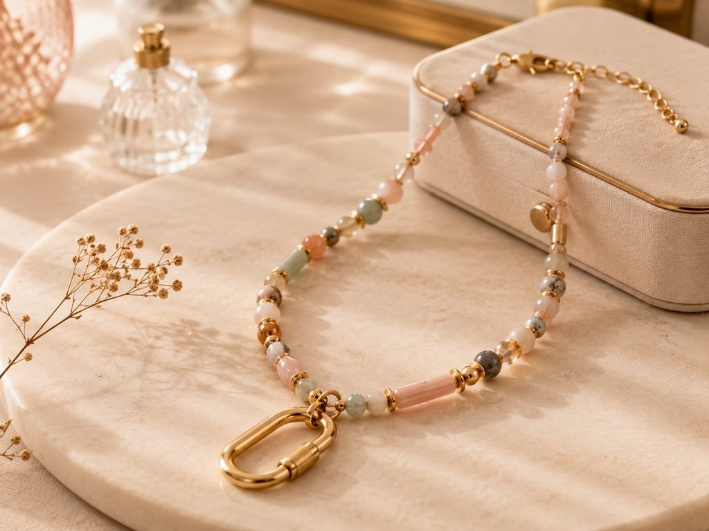 Madewell beaded carabiner charm necklace gift for her