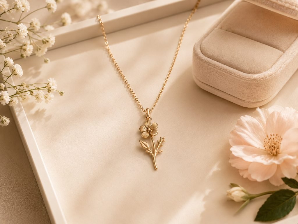 Personalized birth flower necklace gift for her