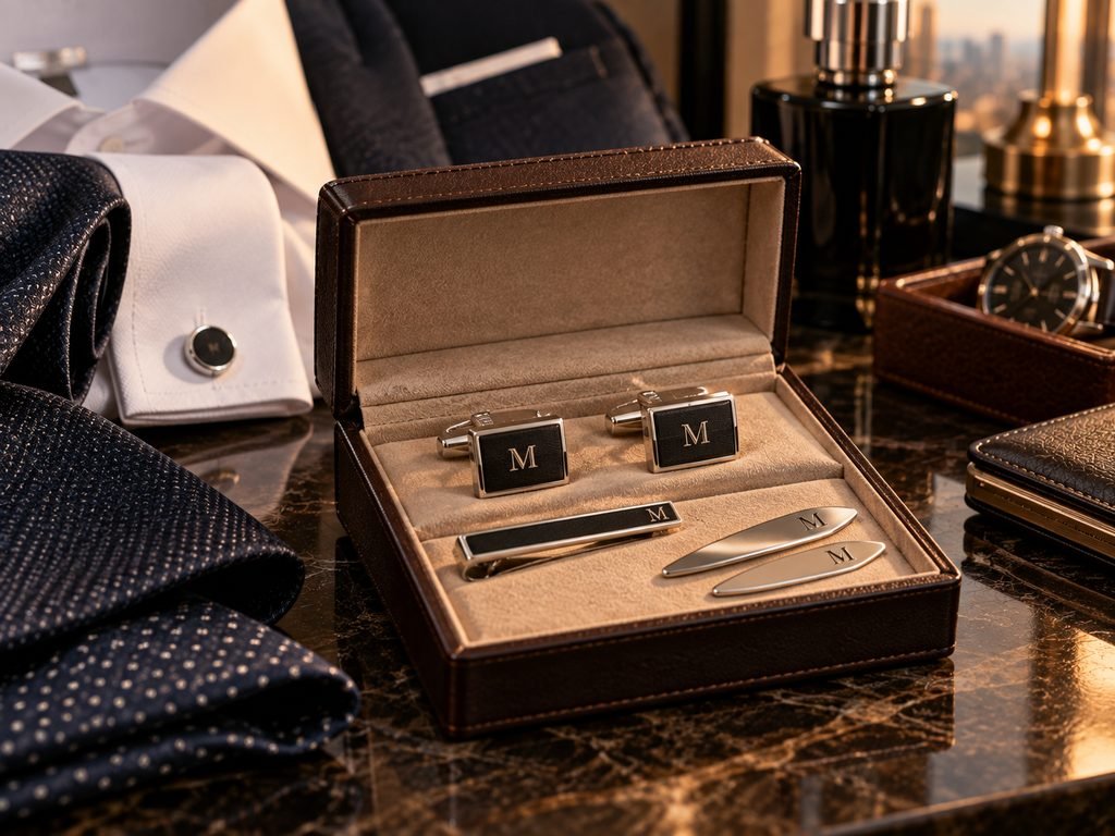 personalized cufflinks men's accessory set gift for him