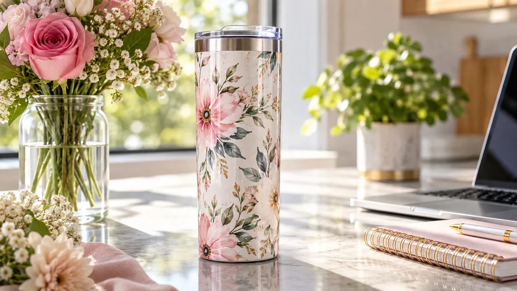 personalized floral skinny tumbler gift for mom