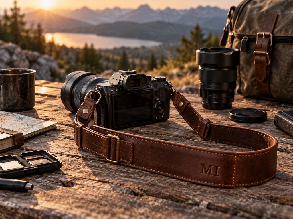 personalized leather camera strap gift for photographers