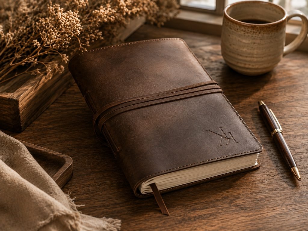 Personalized leather journal gift for her