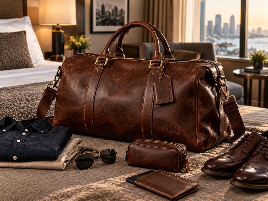 personalized leather weekender bag gift for him