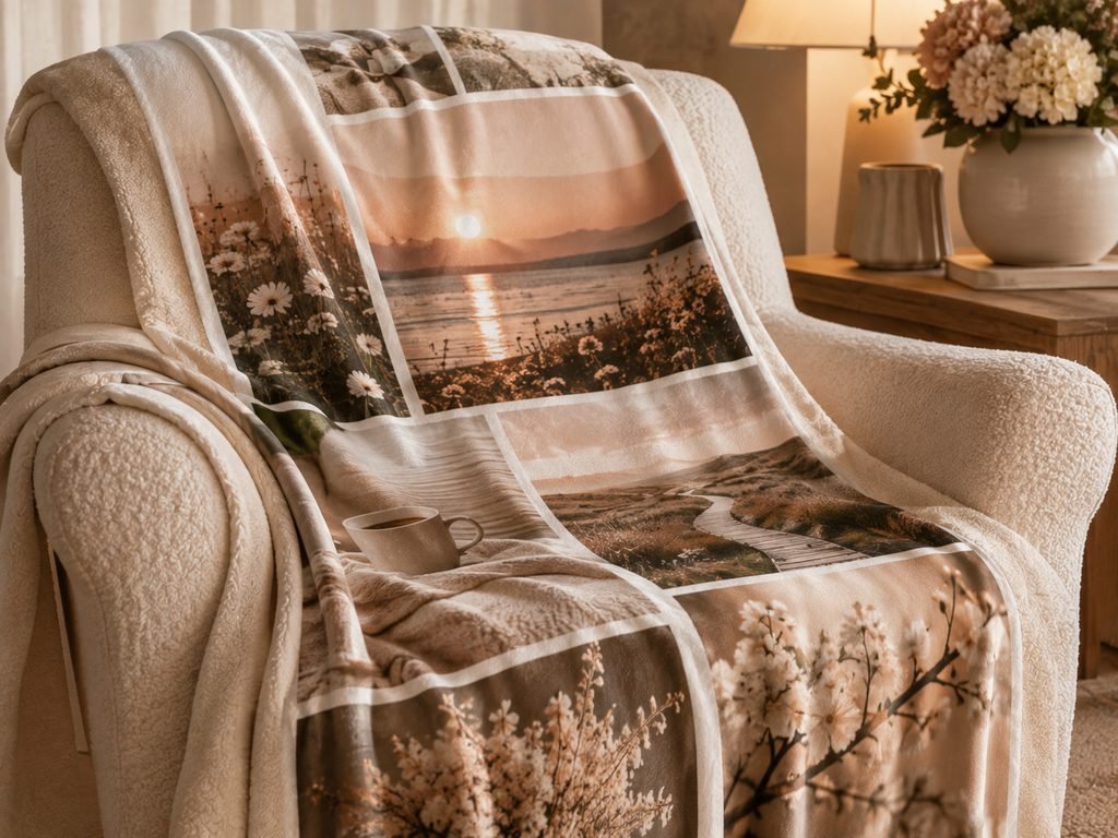 Personalized photo blanket gift for her