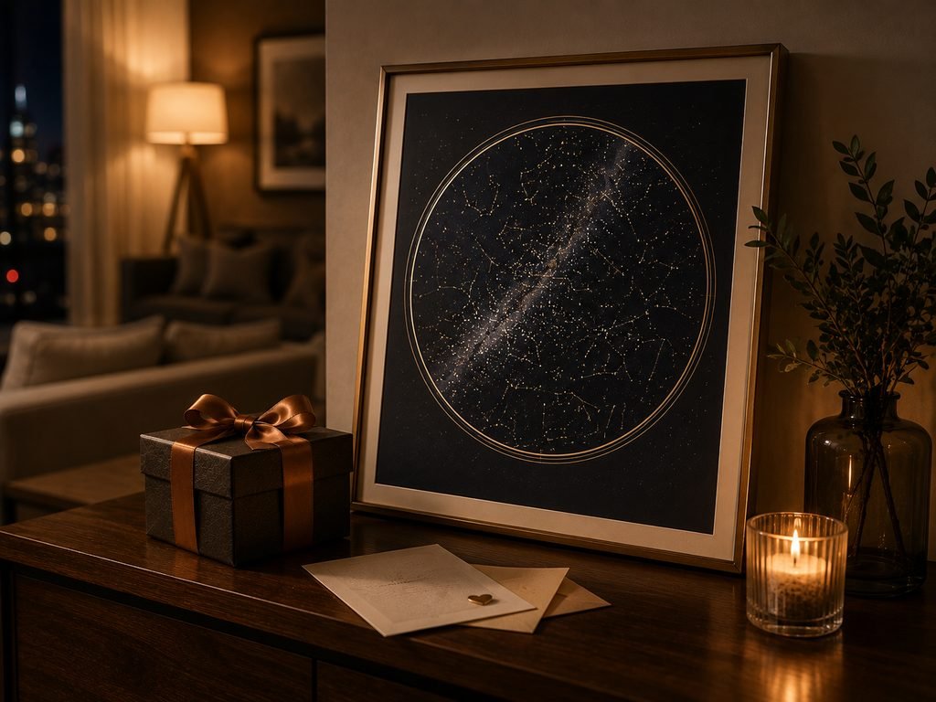 Personalized star map as a romantic anniversary gift for him