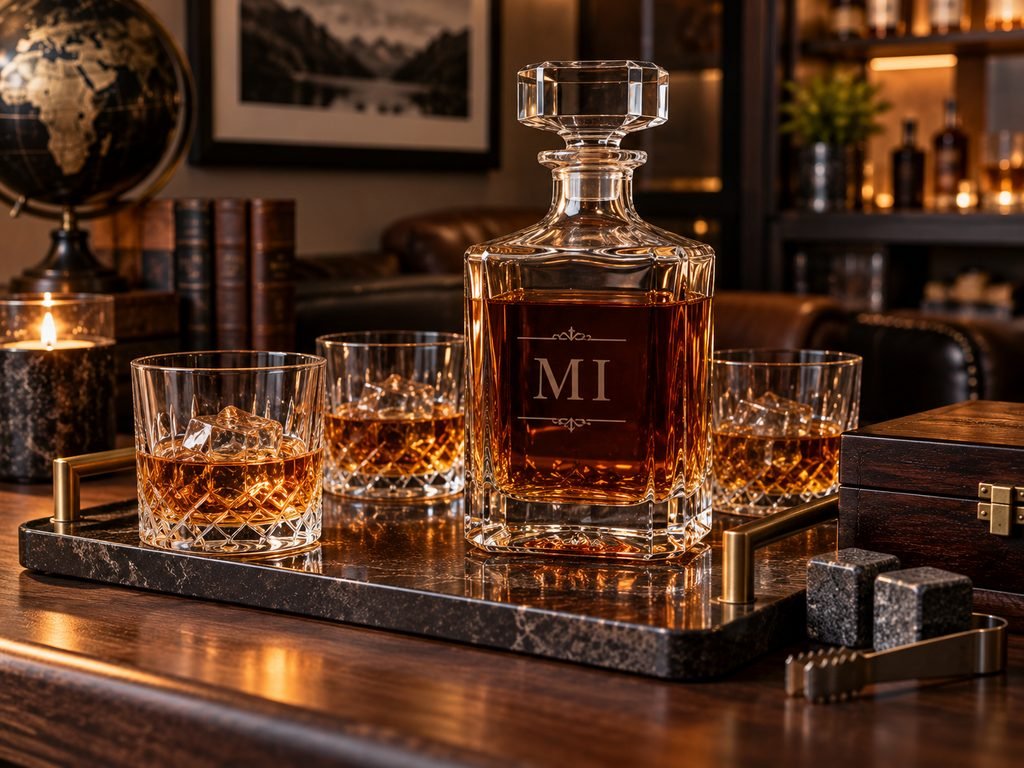 personalized whiskey decanter set gift for him