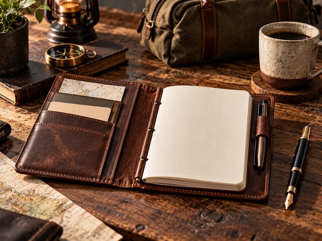 refillable leather field notes journal gift for him