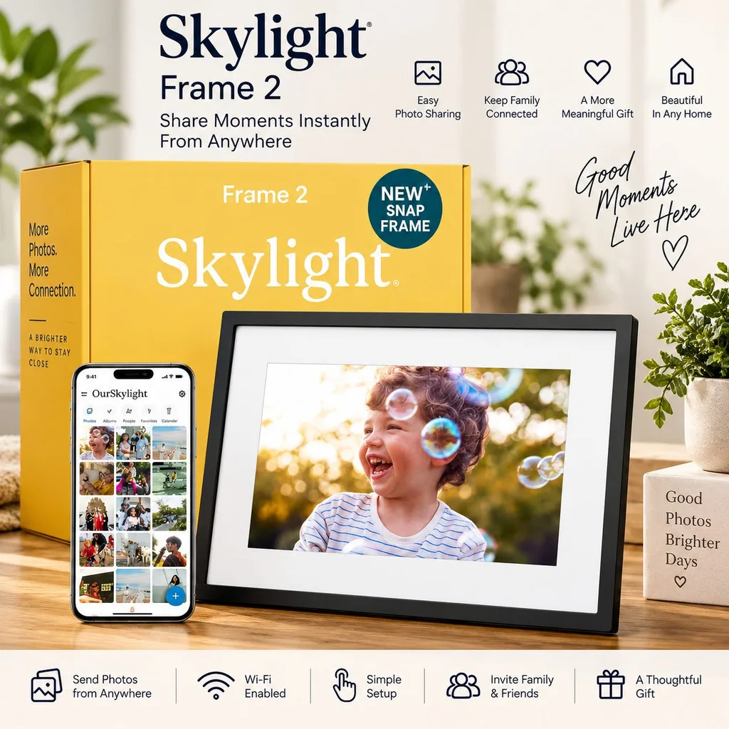 Skylight Frame 2 digital picture frame as a thoughtful gift for Mom $100 to $200