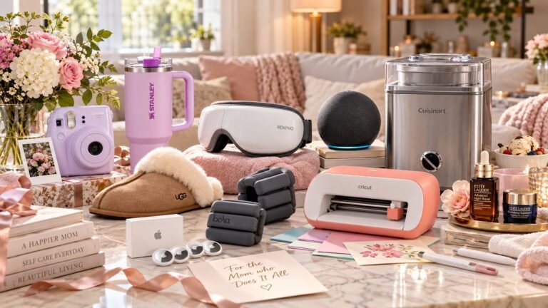 Thoughtful gifts for Mom $50 to $100 including comfort, technology, wellness, creative, and lifestyle gifts