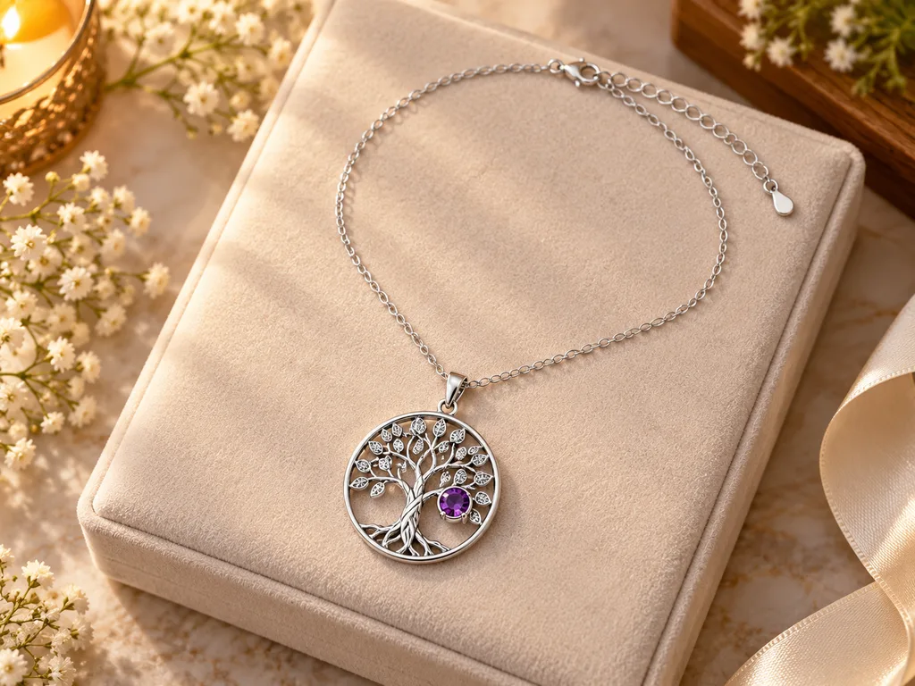 Tree of Life birthstone necklace gift for Mom