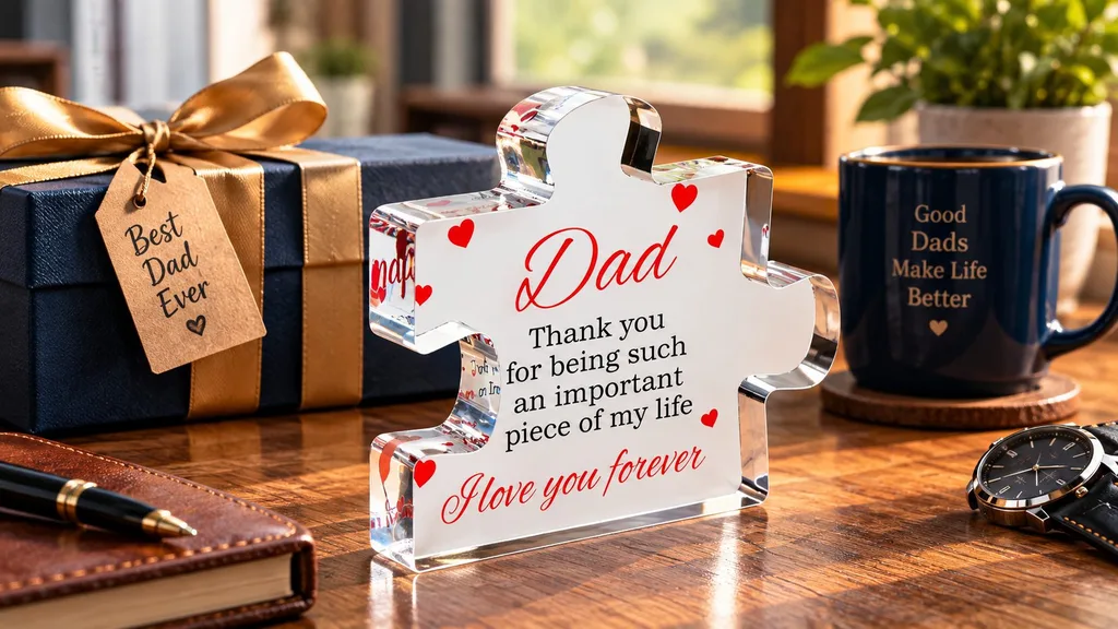 VELENTI engraved acrylic Dad keepsake block