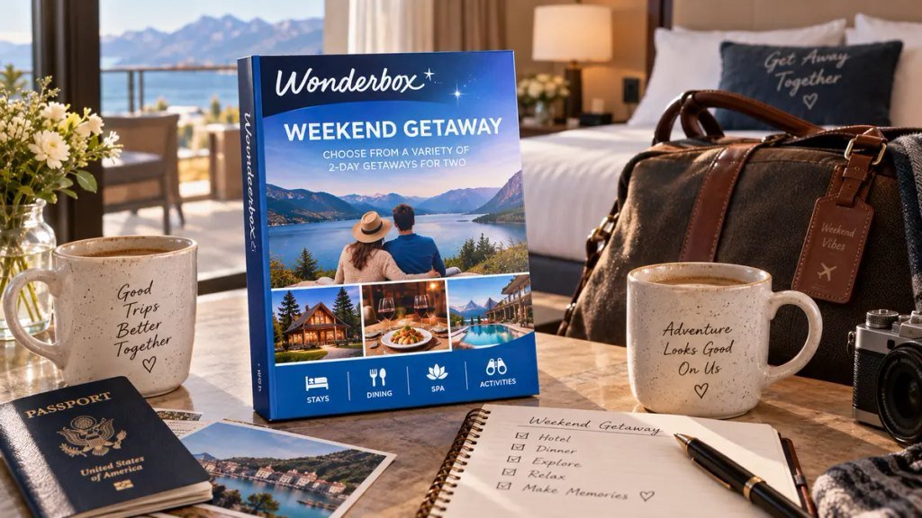 Wonderbox weekend getaway gift prepared for an anniversary trip