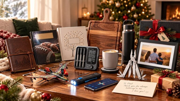 Christmas gifts for Dad from his daughter including meaningful keepsakes, tech, grilling, and practical gifts