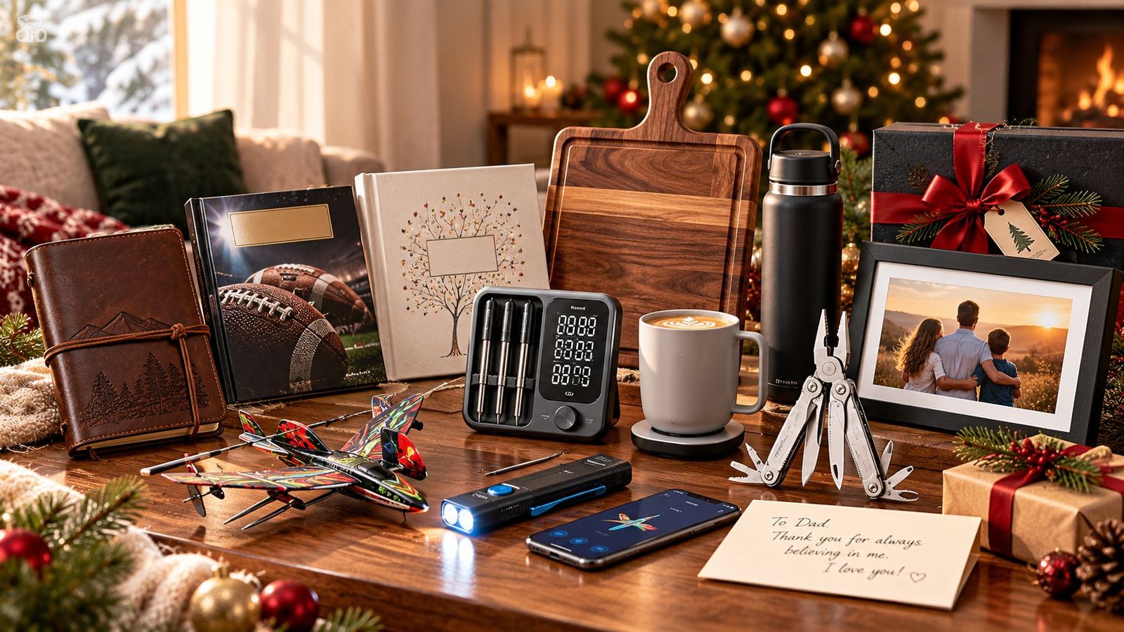 Christmas gifts for Dad from his daughter including meaningful keepsakes, tech, grilling, and practical gifts